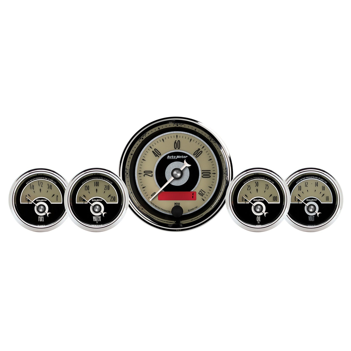 5 PC. GAUGE KIT 3-3/8 In. & 2-1/16 In. ELEC. SPEEDOMETER CRUISER AD