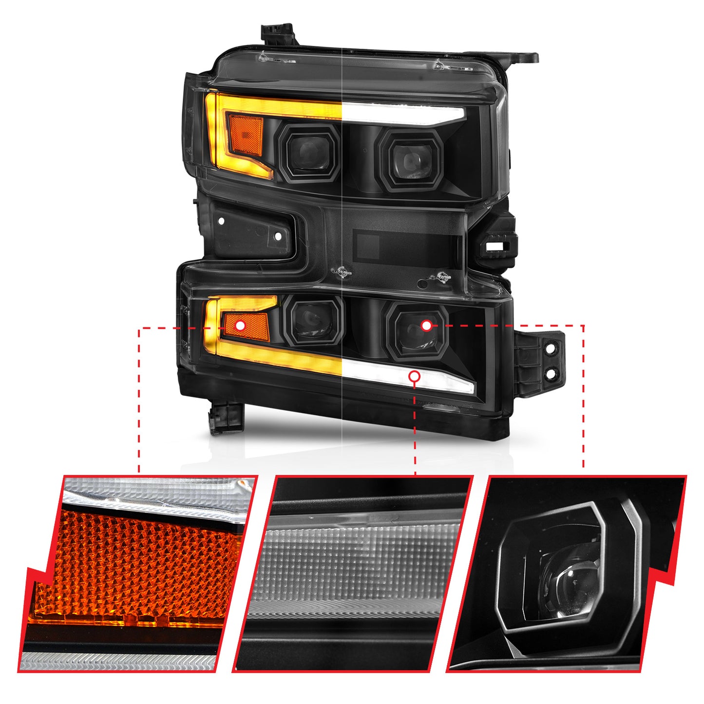 ANZO USA - LED Projector Headlight - 111566-R