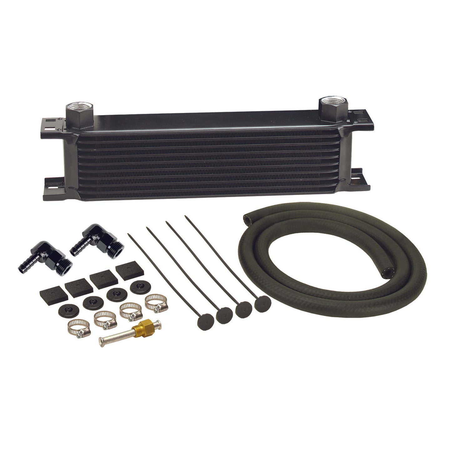 10 Row Stack Plate Transmission Cooler Kit 90 Degree Swivel Fitting