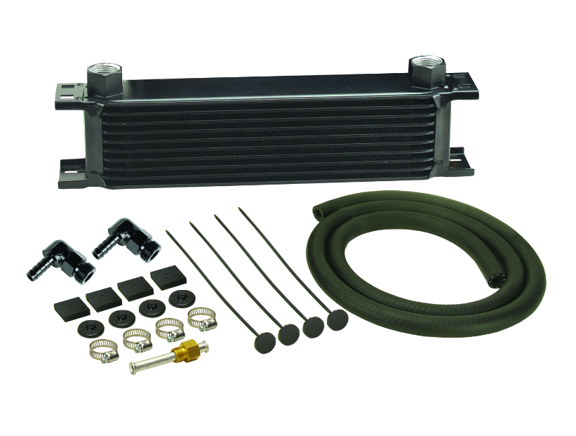 10 Row Stack Plate Transmission Cooler Kit 90 Degree Swivel Fitting