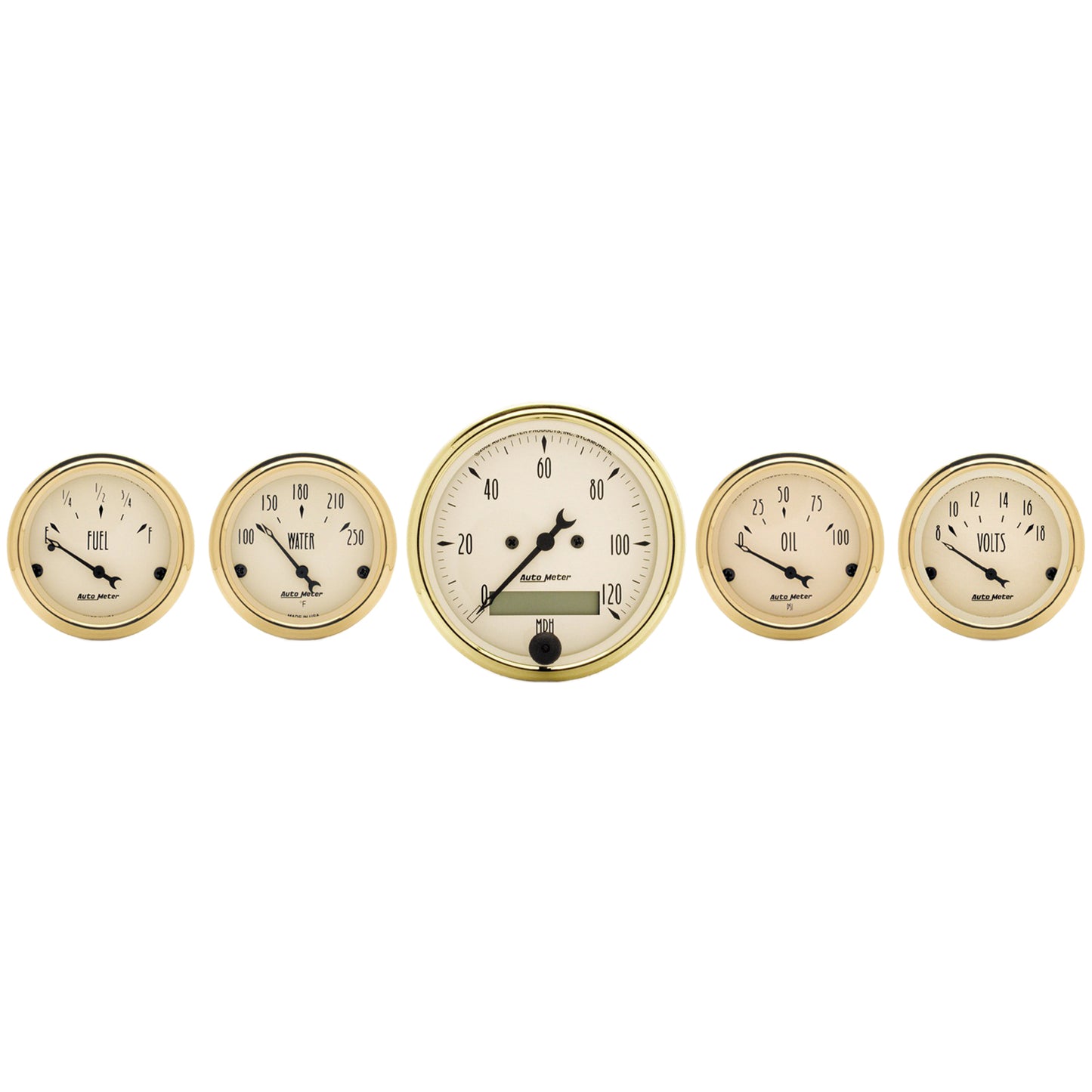 5 PC. GAUGE KIT 3-1/8 In. & 2-1/16 In. ELEC. SPEEDOMETER GOLDEN OLDIES