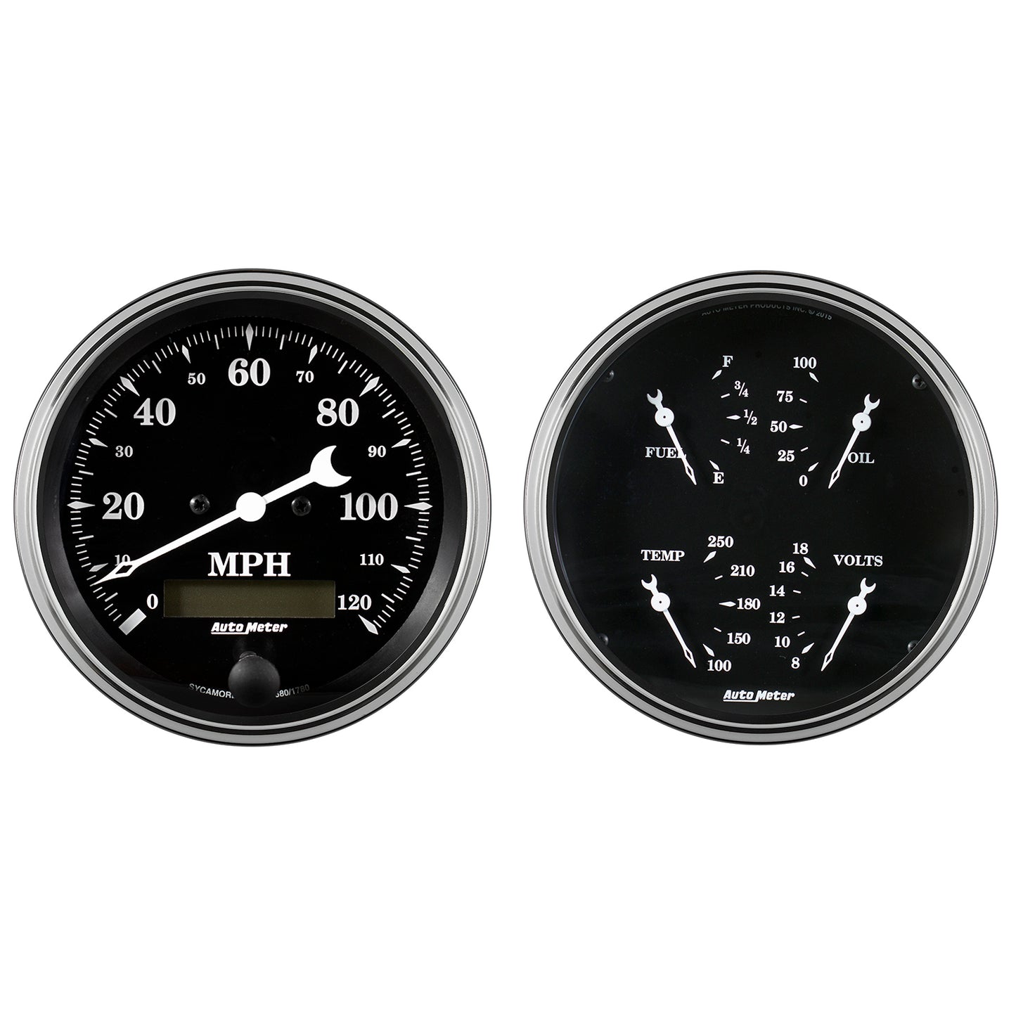 2 PC. GAUGE KIT 5 In. QUAD & SPEEDOMETER 240-33 O OLD TYME BLACK