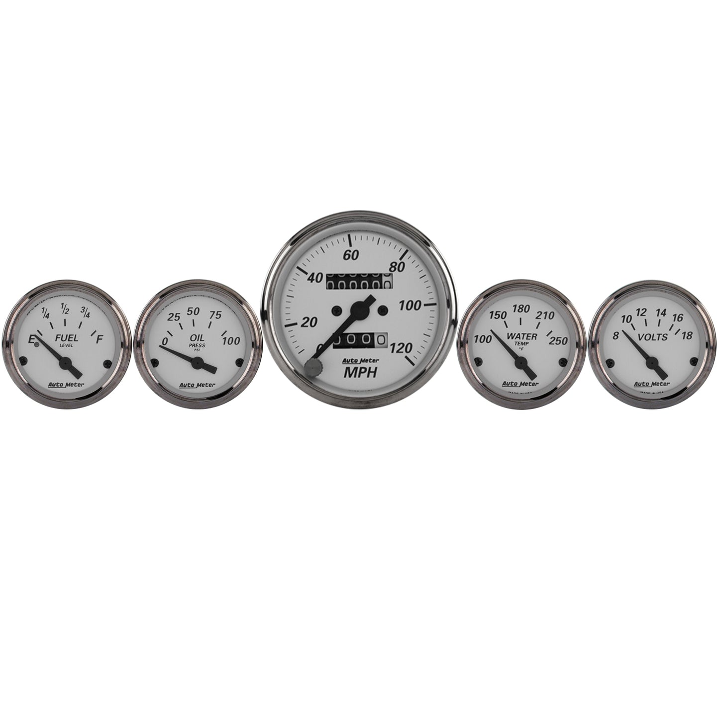 5 PC. GAUGE KIT 3-1/8 In. & 2-1/16 In. MECH. SPEEDOMETER AMERICAN PLATINUM
