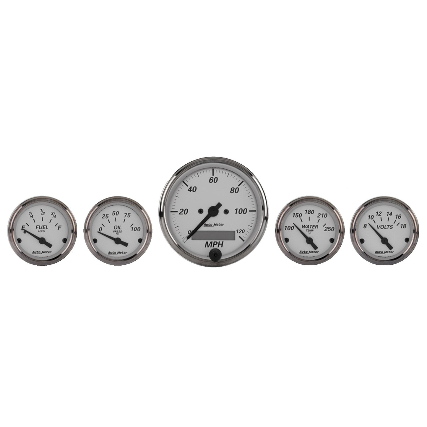 5 PC. GAUGE KIT 3-1/8 In. & 2-1/16 In. ELEC. SPEEDOMETER AMERICAN PLATINUM