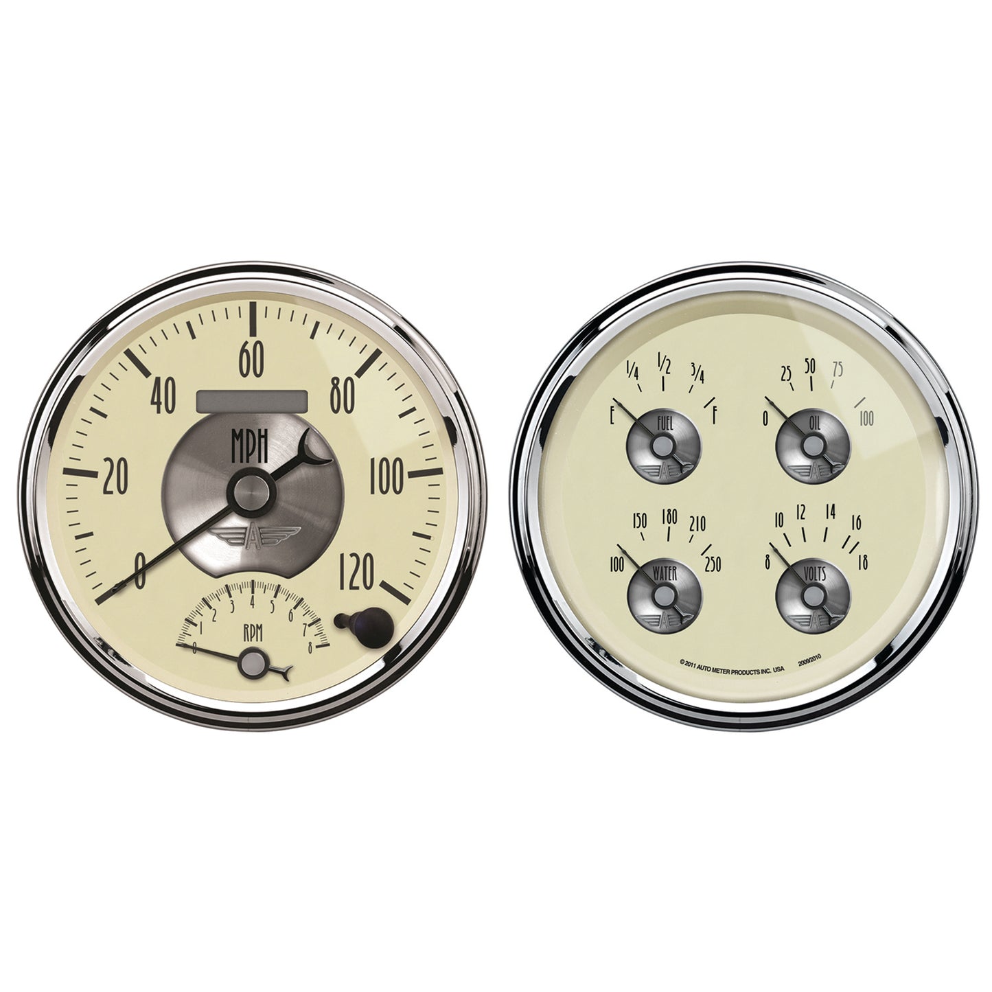 2 PC. GAUGE KIT 5 In. QUAD & TACH/SPEEDO 240-33 O PRESTIGE ANTQ. IVORY