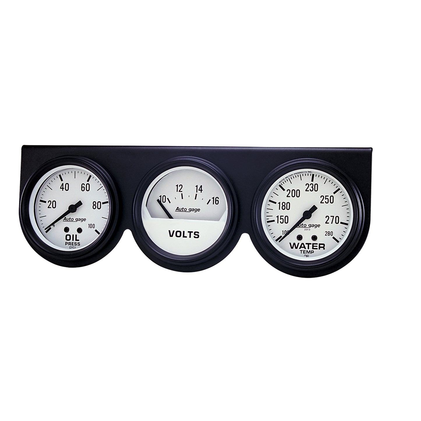 GAUGE CONSOLE OILP/WTMP/VOLT 2-5/8 In. 100 PSI/280 Fahrenheit/16V WHT DIAL BLK BZL AG