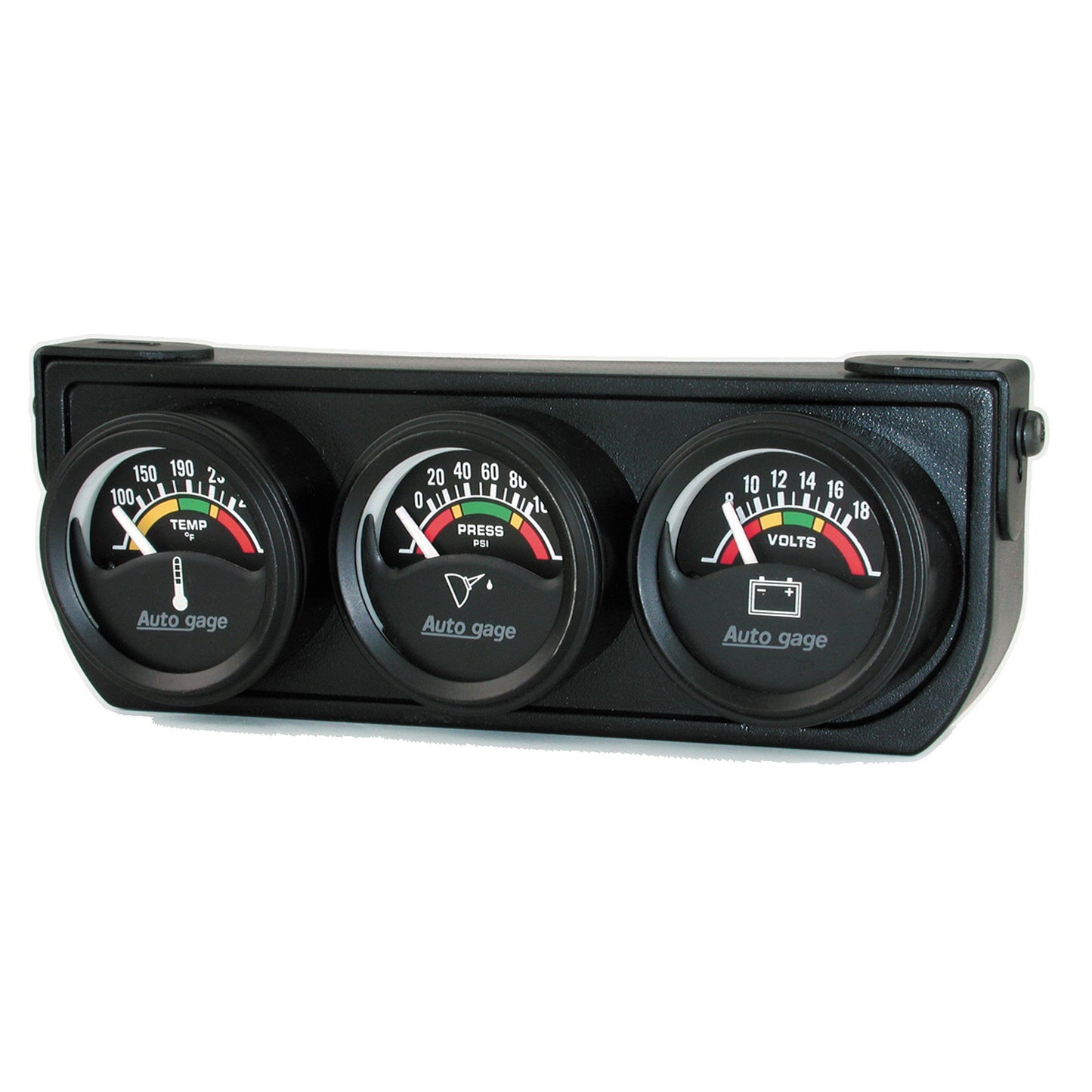 GAUGE CONSOLE OILP/WTMP/VOLT 1.5 In. 100 PSI/280 Fahrenheit/18V ELEC BLK DIAL BLK BZL AG