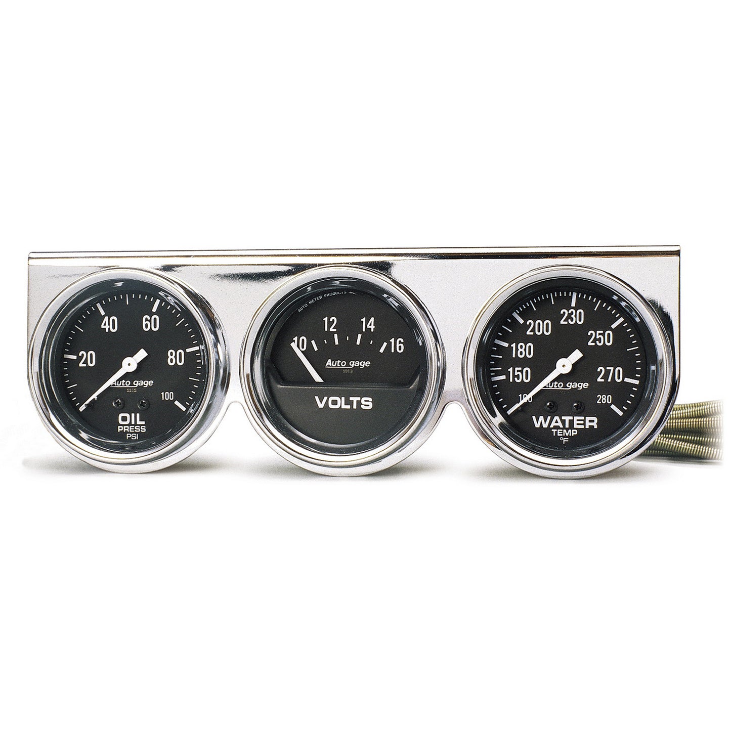 GAUGE CONSOLE OILP/WTMP/VOLT 2-5/8 In. 100 PSI/280 Fahrenheit/16V BLK DIAL CHROME BZL AG