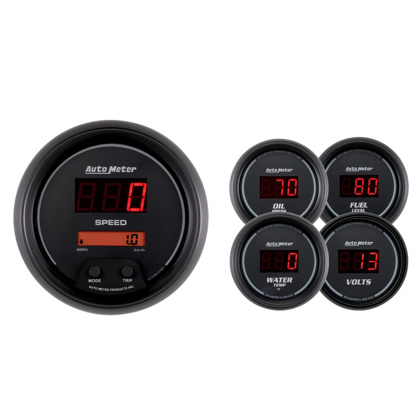 5 PC. GAUGE KIT 3-3/8 In. & 2-1/16 In. SPORT-COMP DIGITAL