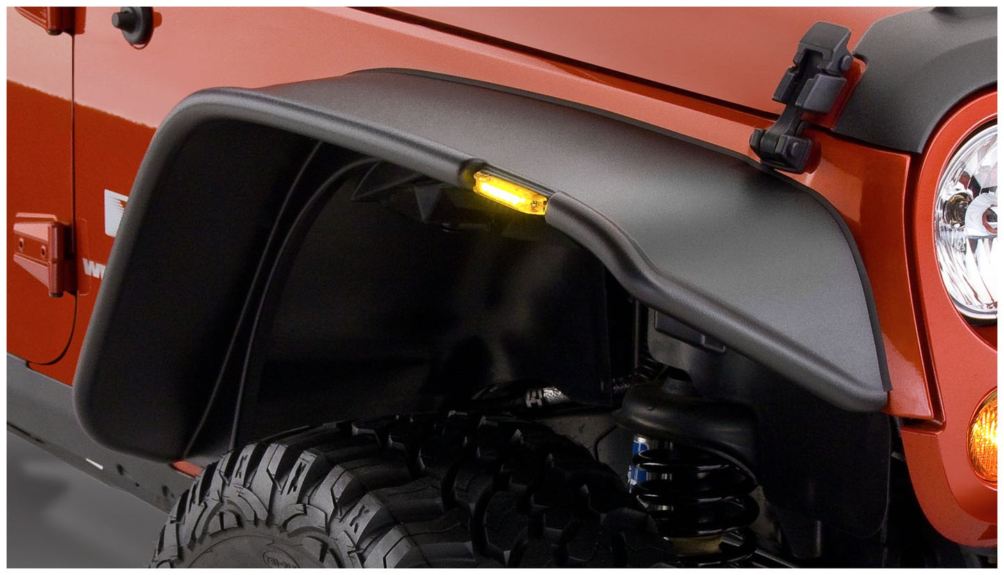 Bushwacker 10053-07 Black Jeep Flat Style Textured Finish Front Fender Flares For 2007-2018 Jeep Wrangler JK