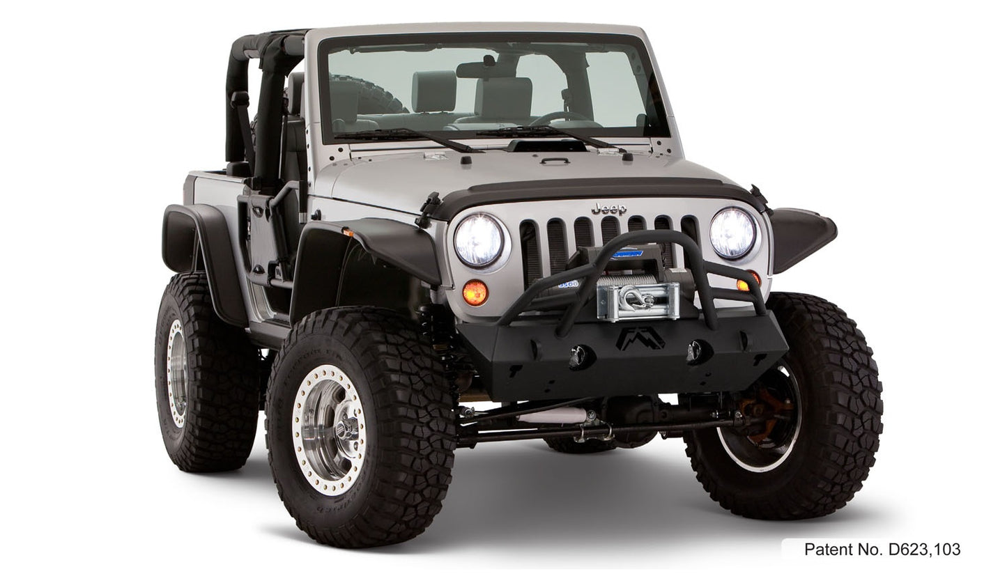 Bushwacker 10919-07 Black Jeep Flat Style Textured Finish 4-Piece Fender Flare Set For 2007-2018 Jeep Wrangler JK 2-Door