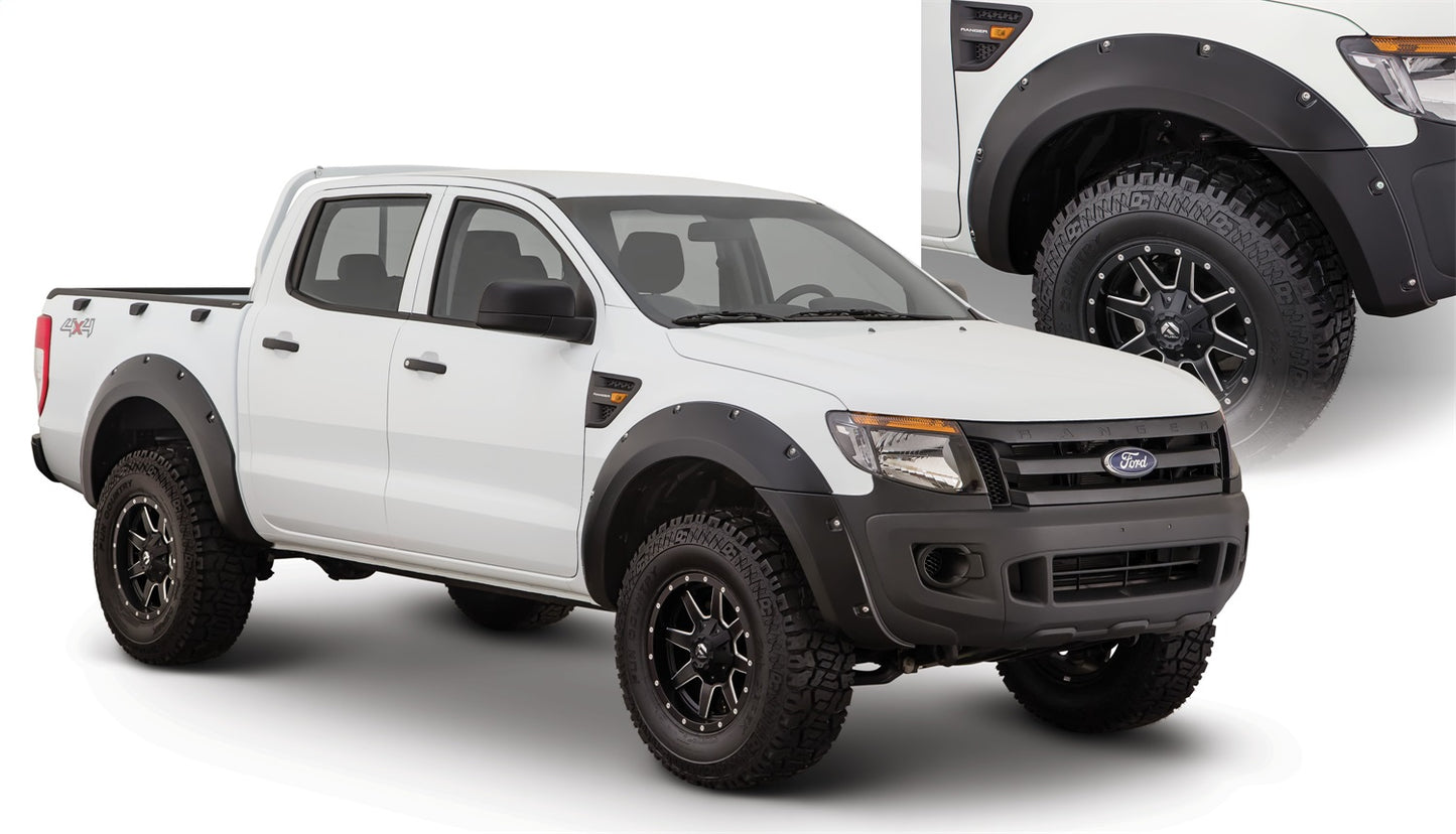 Bushwacker 20934-02 Black Pocket/Rivet Style Smooth Finish 4-Piece Fender Flare Set For 2011-2018 Ford Ranger