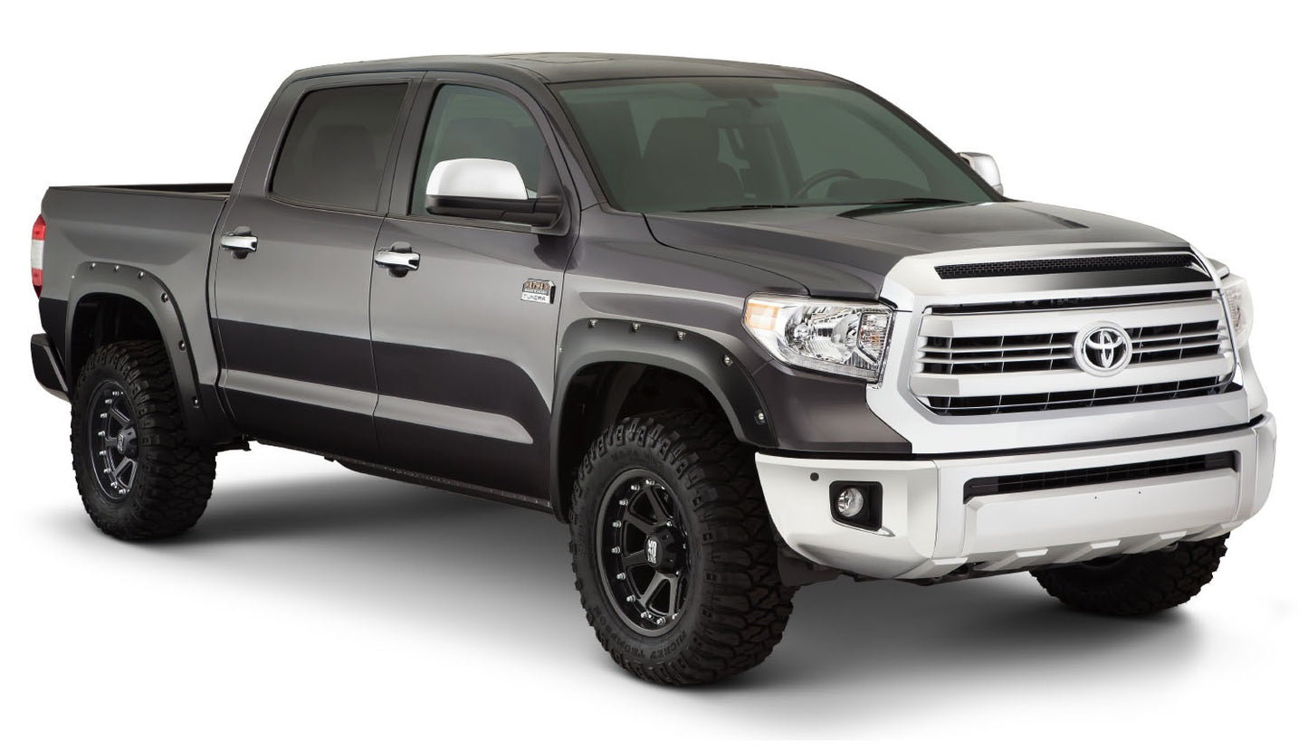 Bushwacker 30918-02 Black Pocket/Rivet Style Smooth Finish 4-Piece Fender Flare Set For 2014-2021 Toyota Tundra
