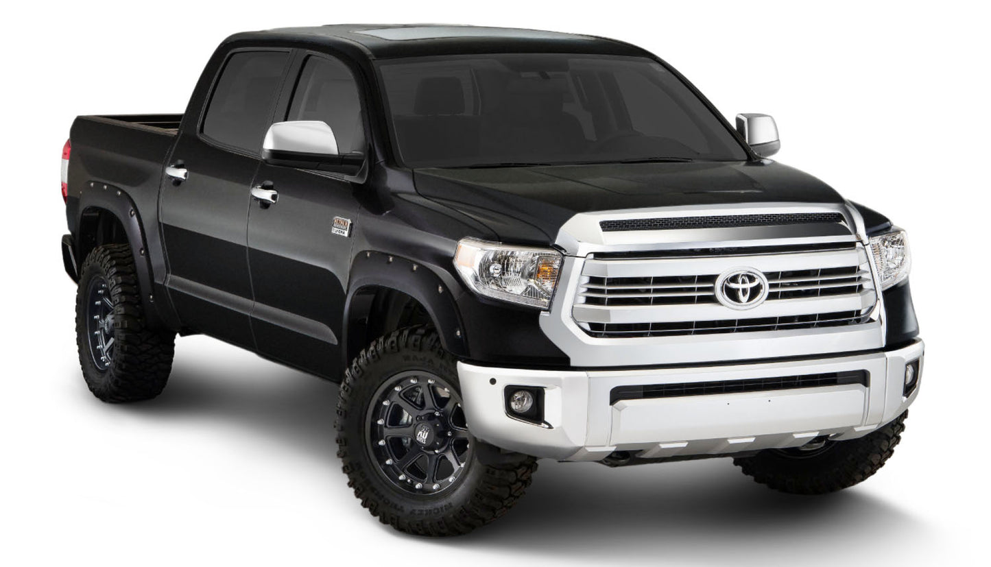 Bushwacker 30918-33 Pocket/Rivet Style Color Matched Black 4-Piece Fender Flare Set For 2016-2018 Toyota Tundra