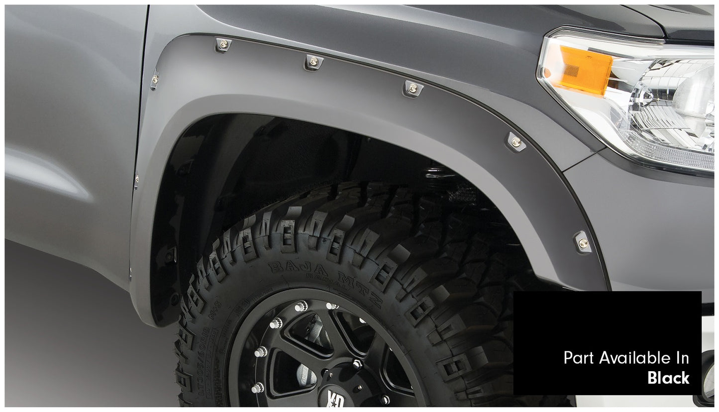 Bushwacker 30918-33 Pocket/Rivet Style Color Matched Black 4-Piece Fender Flare Set For 2016-2018 Toyota Tundra