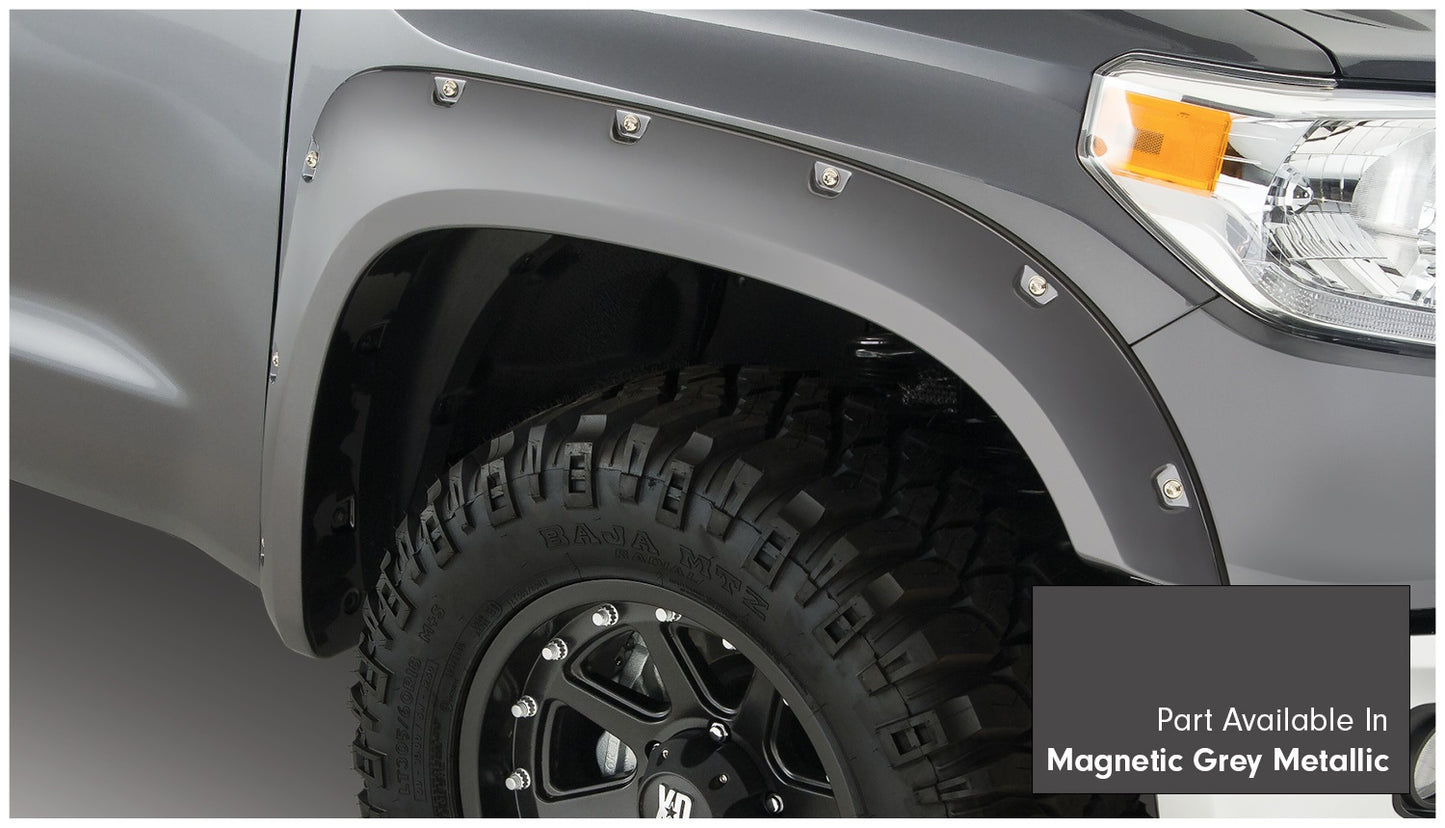 Bushwacker 30918-63 Pocket/Rivet Style Color Matched Magnetic Grey Metallic 4-Piece Fender Flare Set For 2017-2021 Toyota Tundra Must Remove Mudflaps