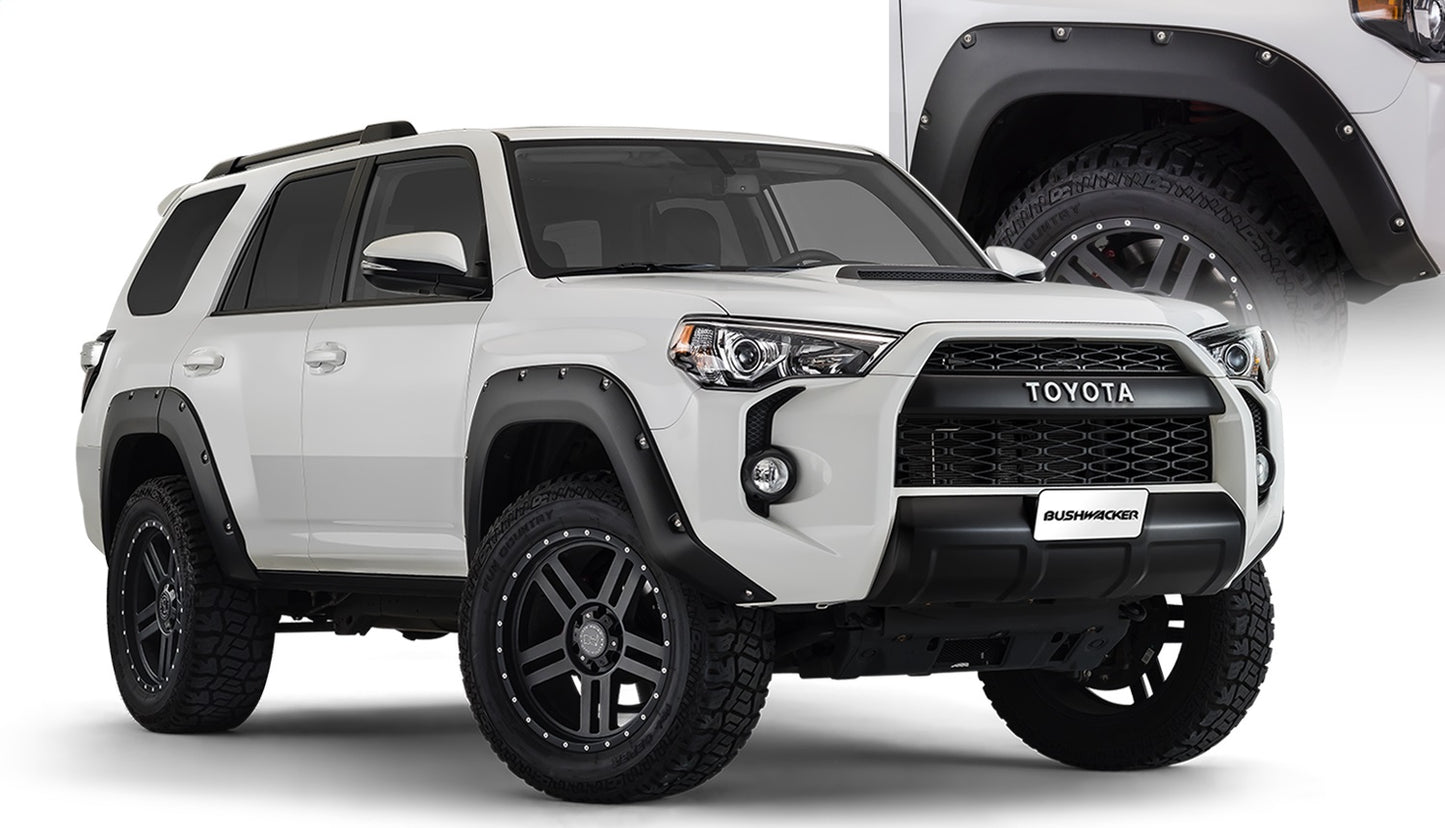 Bushwacker 30925-02 Black Pocket/Rivet Style Smooth Finish 4-Piece Fender Flare Set For 22-23 Toyota Tundra