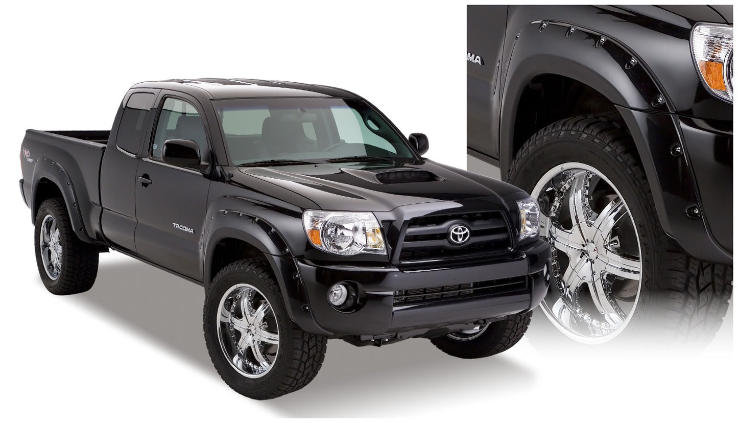Bushwacker 31920-02 Black Pocket/Rivet Style Smooth Finish 4-Piece Fender Flare Set For 2005-2011 Toyota Tacoma W/73.5 In. Bed