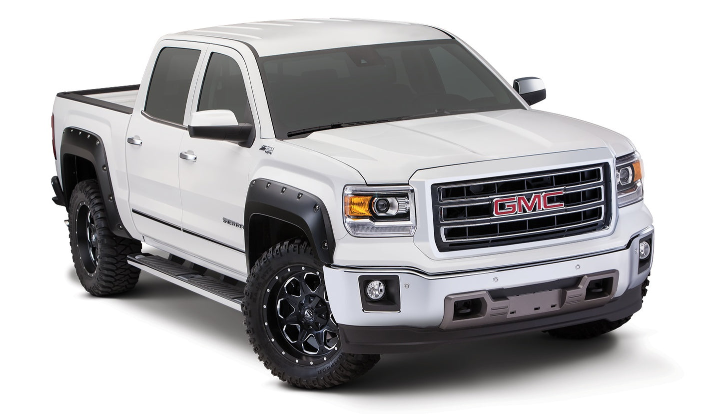 Bushwacker 40960-02 Black Pocket/Rivet Style Smooth Finish 4-Piece Fender Flare Set For 2014-2015 GMC Sierra 1500