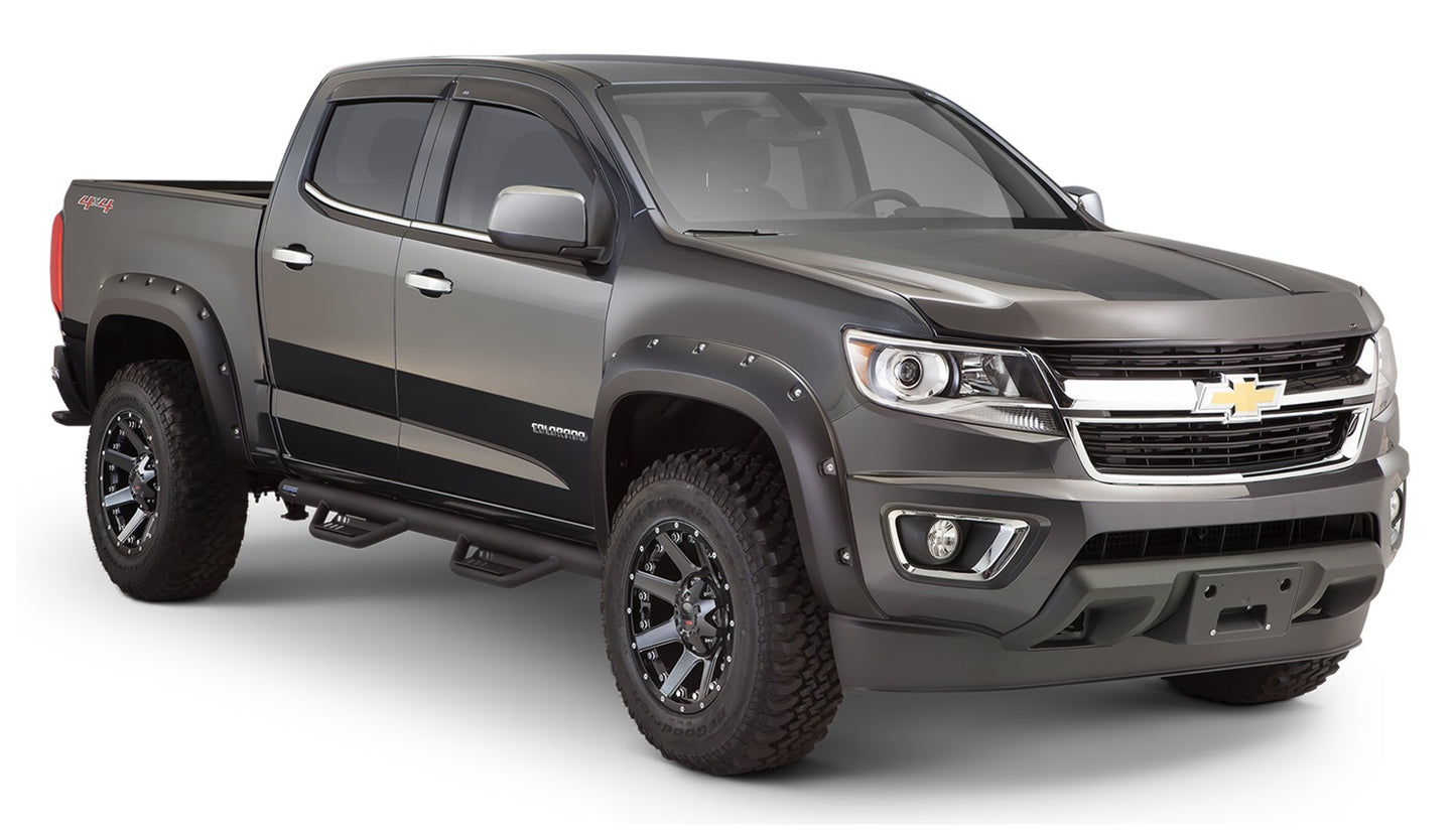 Bushwacker 40969-02 Black Pocket/Rivet Style Smooth Finish 4-Piece Fender Flare Set For 2015-2020 Chevrolet Colorado W/61.7 In. Bed