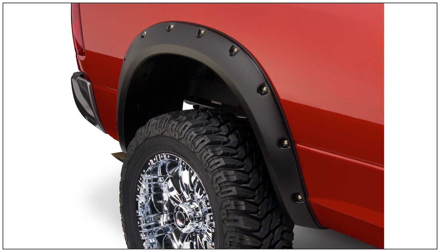 Bushwacker 50919-02 Black Pocket/Rivet Style Smooth Finish 4-Piece Fender Flare Set For 2010-2018 Dodge Ram 2500 3500