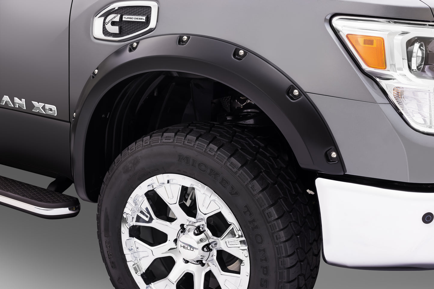 Bushwacker 70017-02 Black Pocket/Rivet Style Smooth Finish Front Fender Flares For 2016-2022 Nissan Titan XD