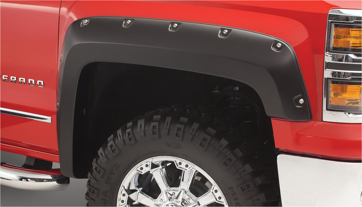 Bushwacker 40909-02 Black Pocket/Rivet Style Smooth Finish 4-Piece Fender Flare Set For 19-23 GMC Sierra 1500