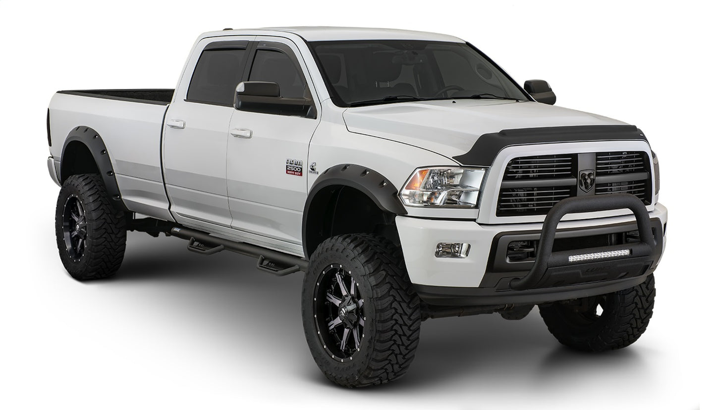 Bushwacker 50921-02 Black Max Coverage Pocket/Rivet Style Smooth Finish 4-Piece Fender Flare Set For 2010-2018 Dodge Ram 2500 3500 (Includes Dually)
