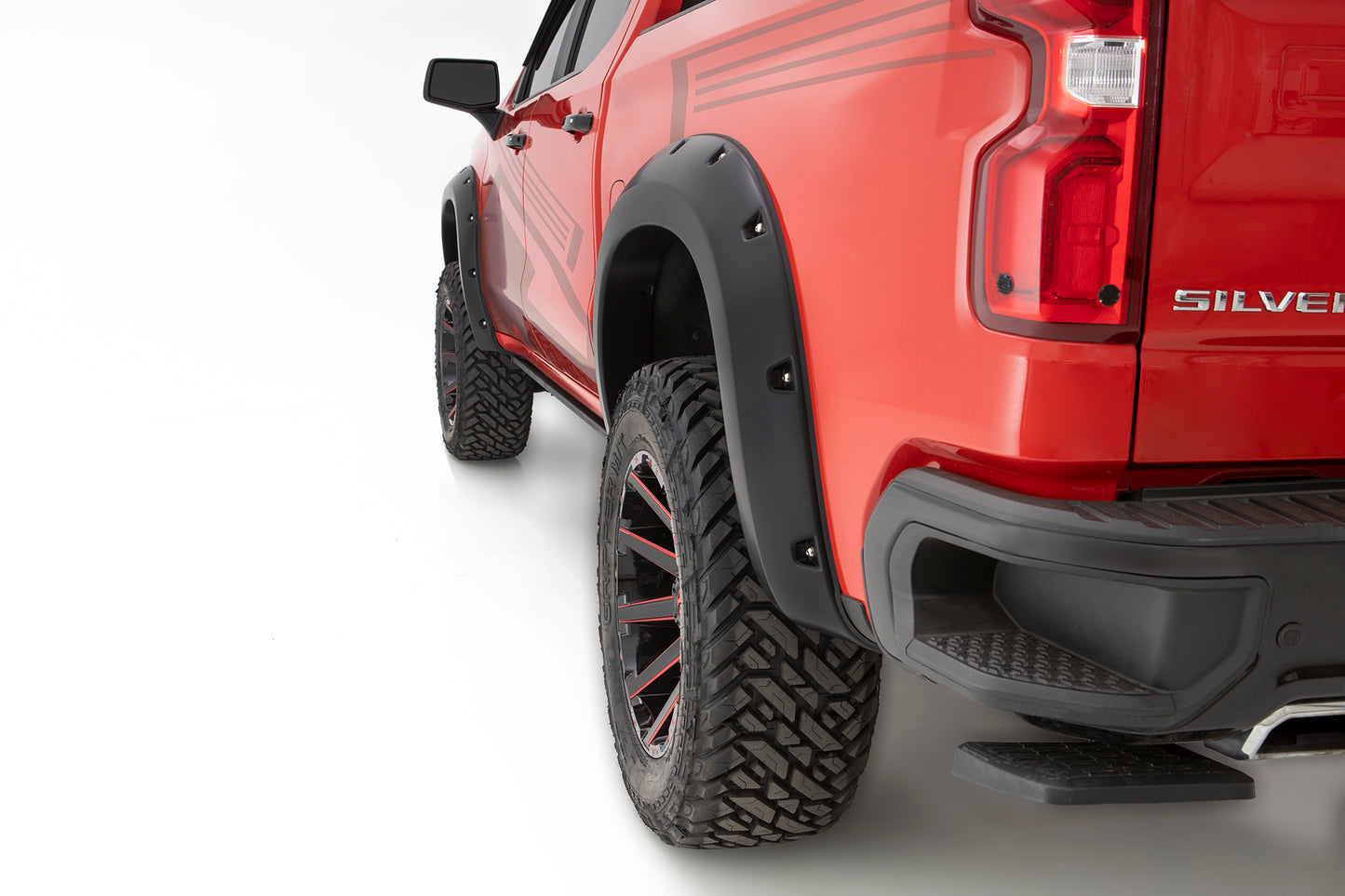 Bushwacker 40909-34 Pocket/Rivet Style Color Matched Black 4-Piece Fender Flare Set For 19-23 GMC Sierra 1500
