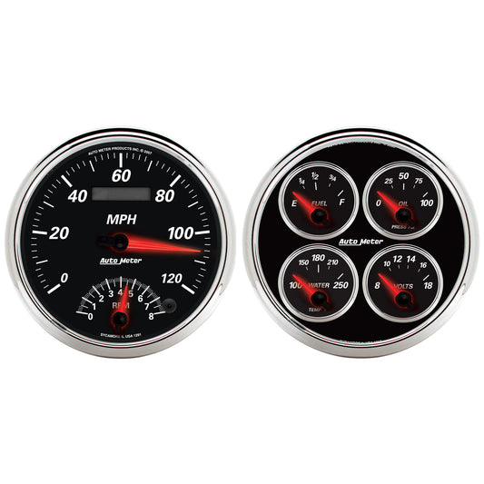 2 PC. GAUGE KIT 5 In. QUAD & SPEEDOMETER 240-33 O DESIGNER BLACK II