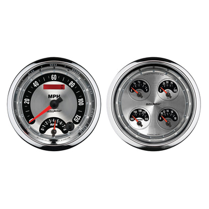 5 In. QUAD GAUGE 8K RPM/120 MPH/100 PSI/100-250 Fahrenheit/8-18V/240-33 O AMERICAN MUSCLE
