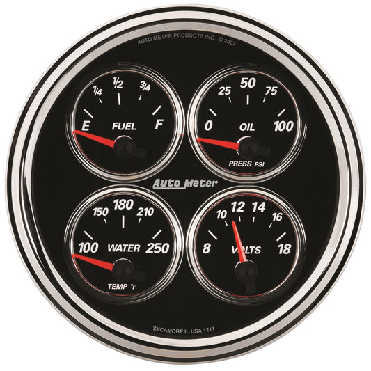 5 In. QUAD GAUGE 100 PSI/100-250 Fahrenheit/8-18V/240-33 O DESIGNER BLACK II