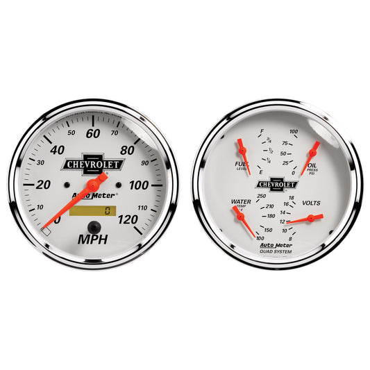 2 PC. GAUGE KIT 5 In. QUAD & SPEEDOMETER 240-33 O CHEVY VINTAGE