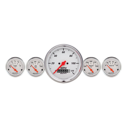 5 PC. GAUGE KIT 3-3/8 In. & 2-1/16 In.  ELEC. SPEEDOMETER ARCTIC WHITE
