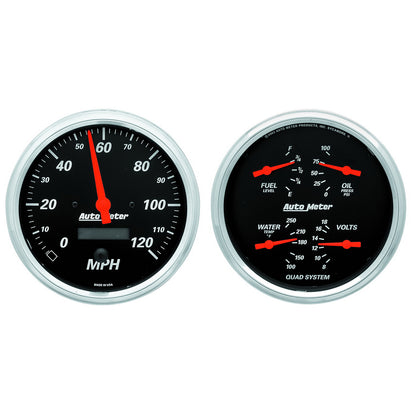 2 PC. GAUGE KIT 5 In. QUAD & SPEEDOMETER 240-33 O DESIGNER BLACK
