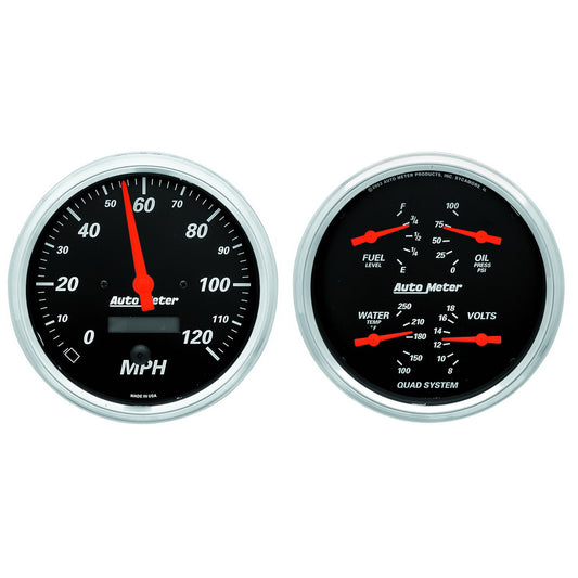 2 PC. GAUGE KIT 5 In. QUAD & SPEEDOMETER 240-33 O DESIGNER BLACK