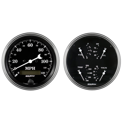 2 PC. GAUGE KIT 5 In. QUAD & SPEEDOMETER 240-33 O OLD TYME BLACK
