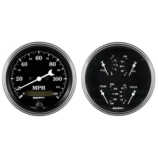 2 PC. GAUGE KIT 5 In. QUAD & SPEEDOMETER 240-33 O OLD TYME BLACK