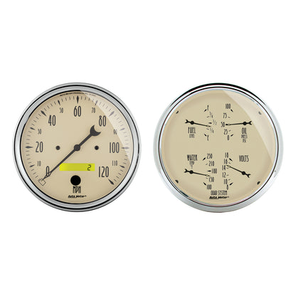 2 PC. GAUGE KIT 5 In. QUAD & SPEEDOMETER 240-33 O ANTIQUE BEIGE
