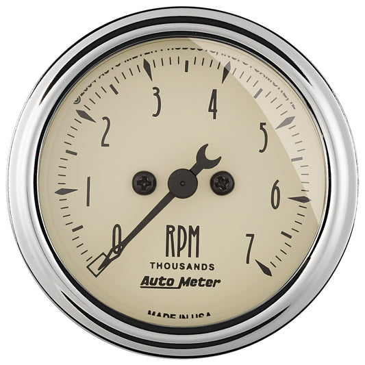 2-1/16 In. IN-DASH TACHOMETER 0-7000 RPM ANTIQUE BEIGE