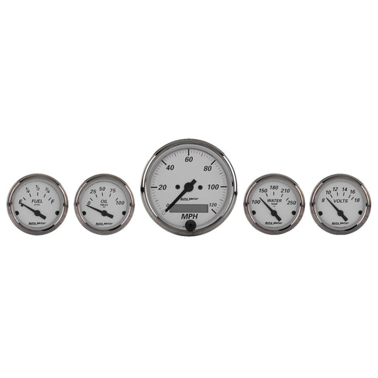5 PC. GAUGE KIT 3-1/8 In. & 2-1/16 In.  ELEC. SPEEDOMETER AMERICAN PLATINUM