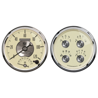 2 PC. GAUGE KIT 5 In. QUAD & TACH/SPEEDO 240-33 O PRESTIGE ANTQ. IVORY
