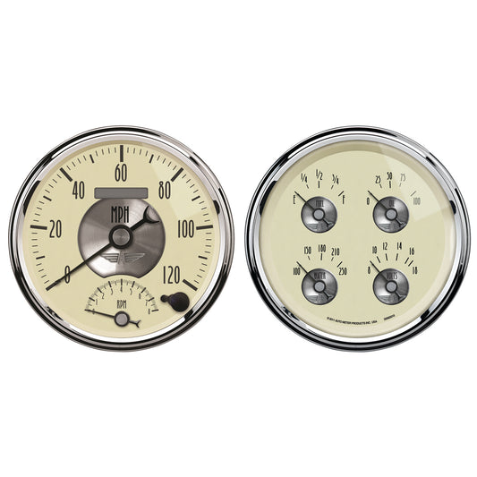 2 PC. GAUGE KIT 5 In. QUAD & TACH/SPEEDO 240-33 O PRESTIGE ANTQ. IVORY