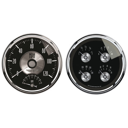 2 PC. GAUGE KIT 5 In. QUAD & TACH/SPEEDO 240-33 O PRESTIGE BLK. DIAMOND