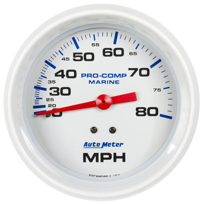 3-3/8 In. MECHANICAL SPEEDOMETER 0-80 MPH MARINE WHITE