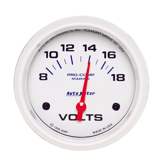 2-5/8 In. VOLTMETER 8-18V MARINE WHITE