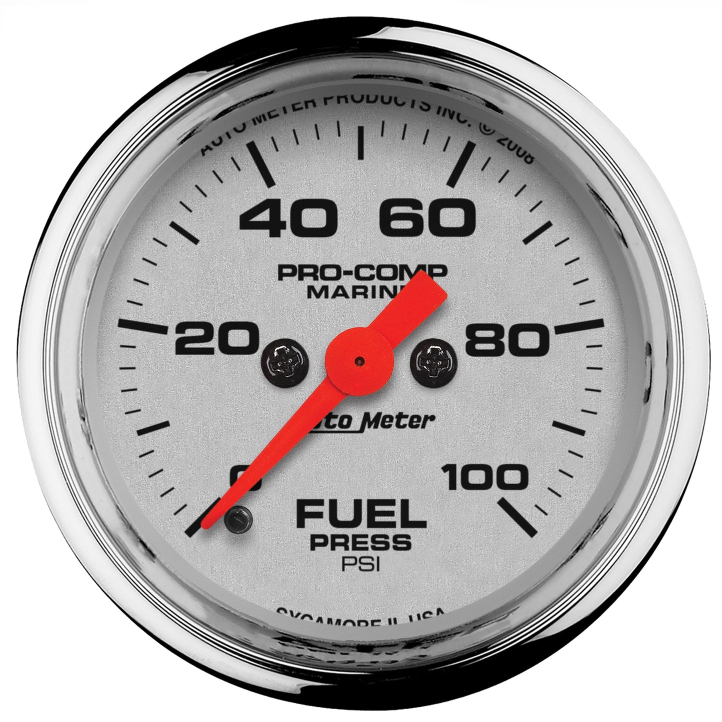 2-1/16 In. FUEL PRESSURE 0-100 PSI MARINE CHROME ULTRA-LITE