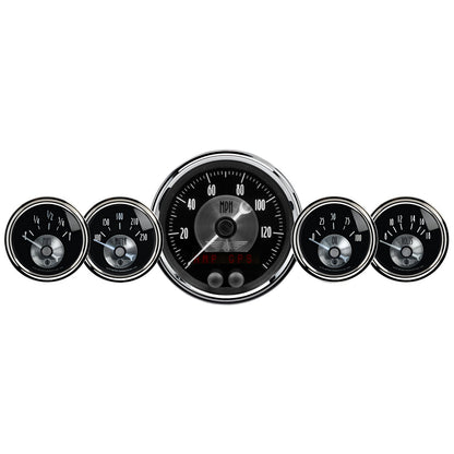 5 PC. GAUGE KIT 3-3/8 In. & 2-1/16 In.  GPS SPEEDO W/LCD ODO PRESTIGE BLACK DIAMOND