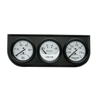 GAUGE CONSOLE OILP/WTMP/VOLT 2-1/16 In.  100 PSI/280 Fahrenheit/16V WHT DIAL BLK BZL AG