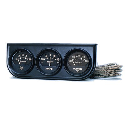 GAUGE CONSOLE OILP/WTMP/AMP 2-1/16 In.  100 PSI/280 Fahrenheit/60A BLK DIAL BLK BZL AG